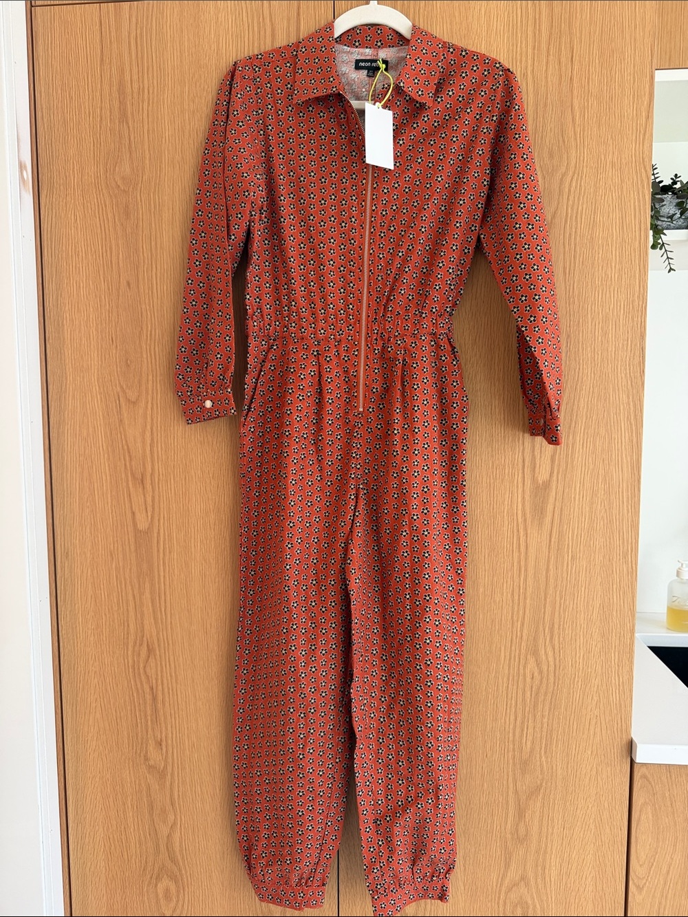 Maisonette Neon Rebel vintage floral Zip-Front Collared Jumpsuit girls size 12